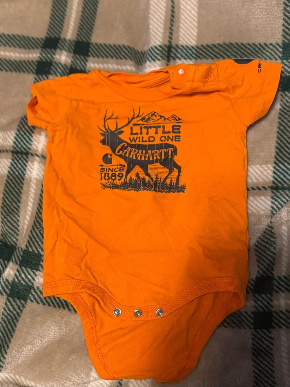 Carhartt Orange 'Little Wild One' Baby Bodysuit